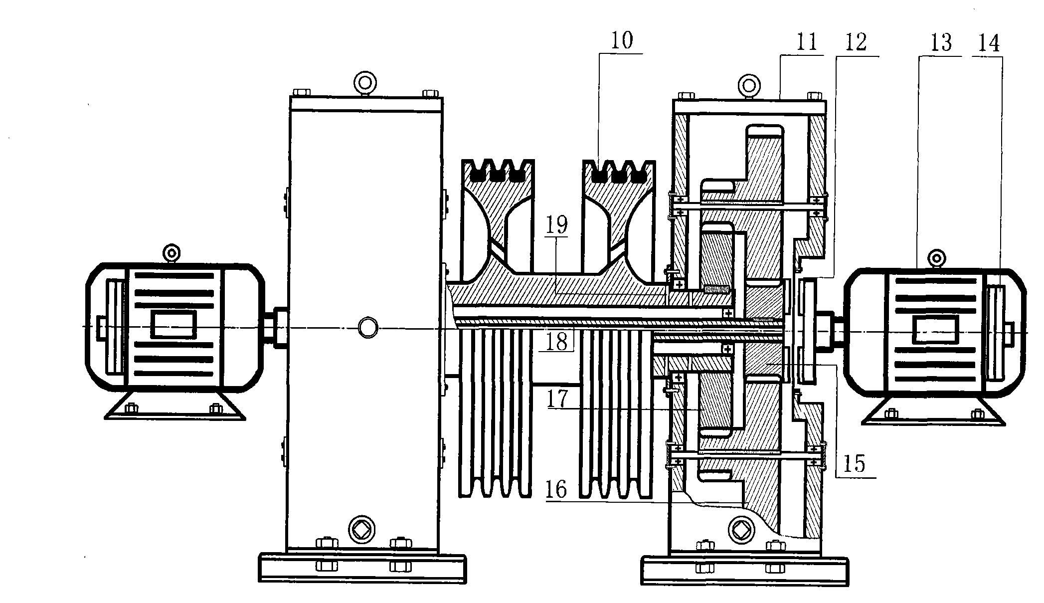 Double-driving non-contact transmission vertical oil sucking machine