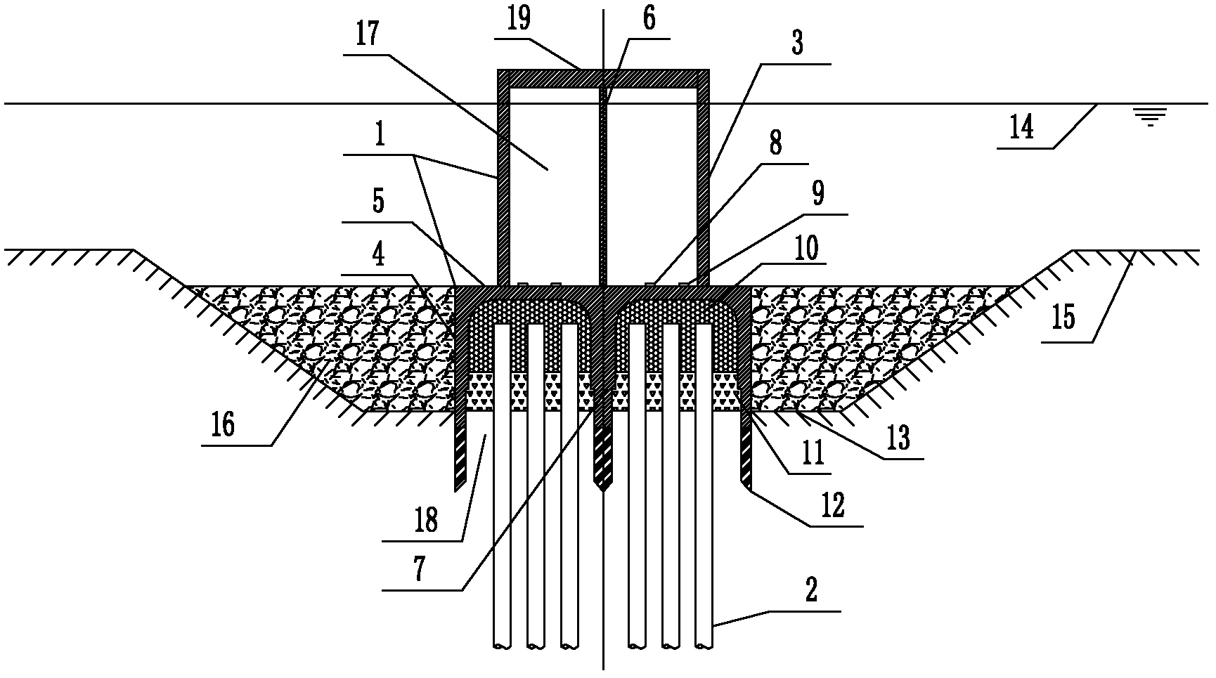 Pile foundation bucket foundation and construction method thereof