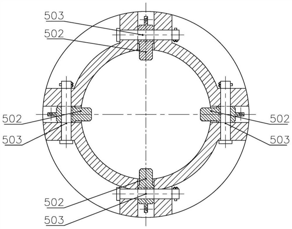 Quick installing device of hydraulic annular wellhead casing flange