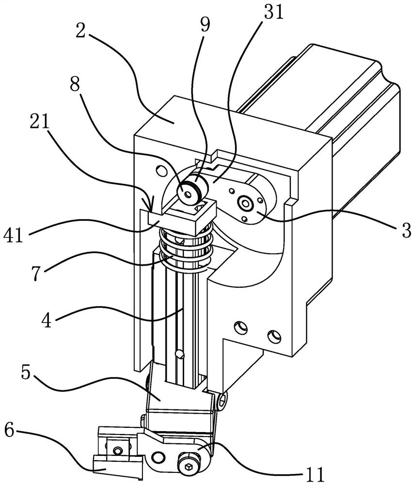 A patchwork machine sticking strip cutting structure