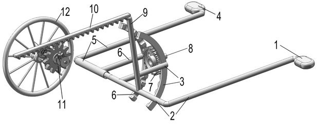 Single-rack drive bicycle with reciprocating variable circular motion