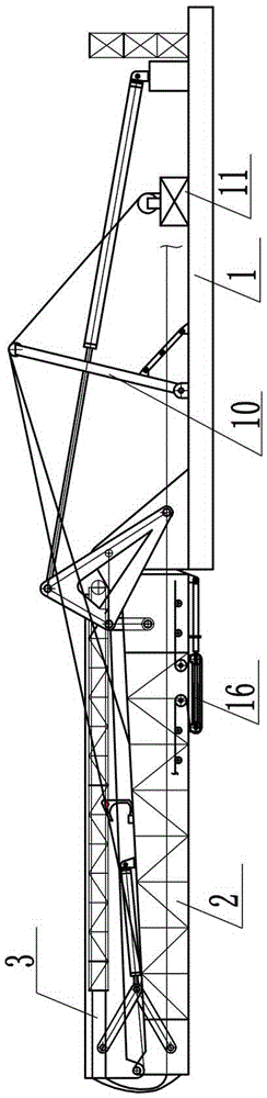 A marine truss type hydraulic folding conveying device