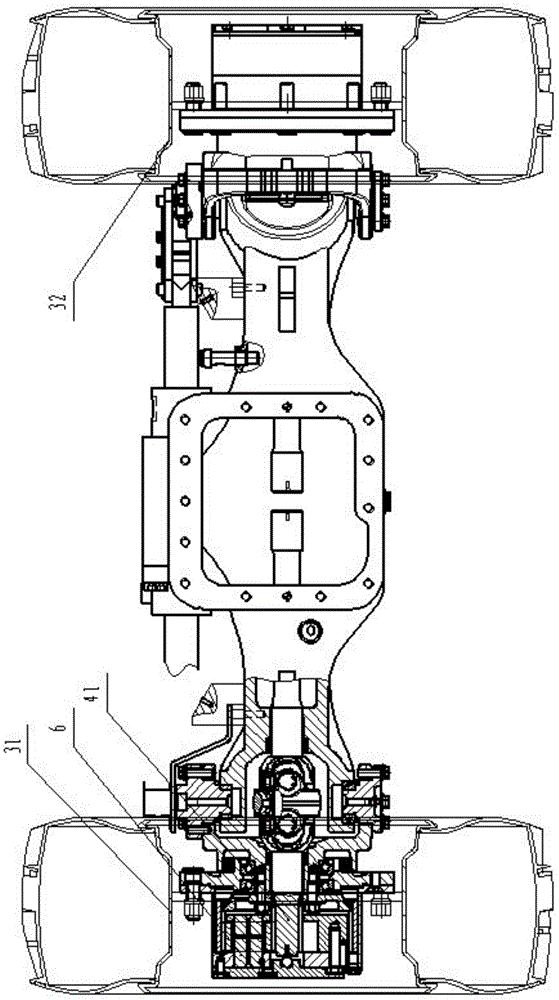 Rear steering drive axle assembly of forklift