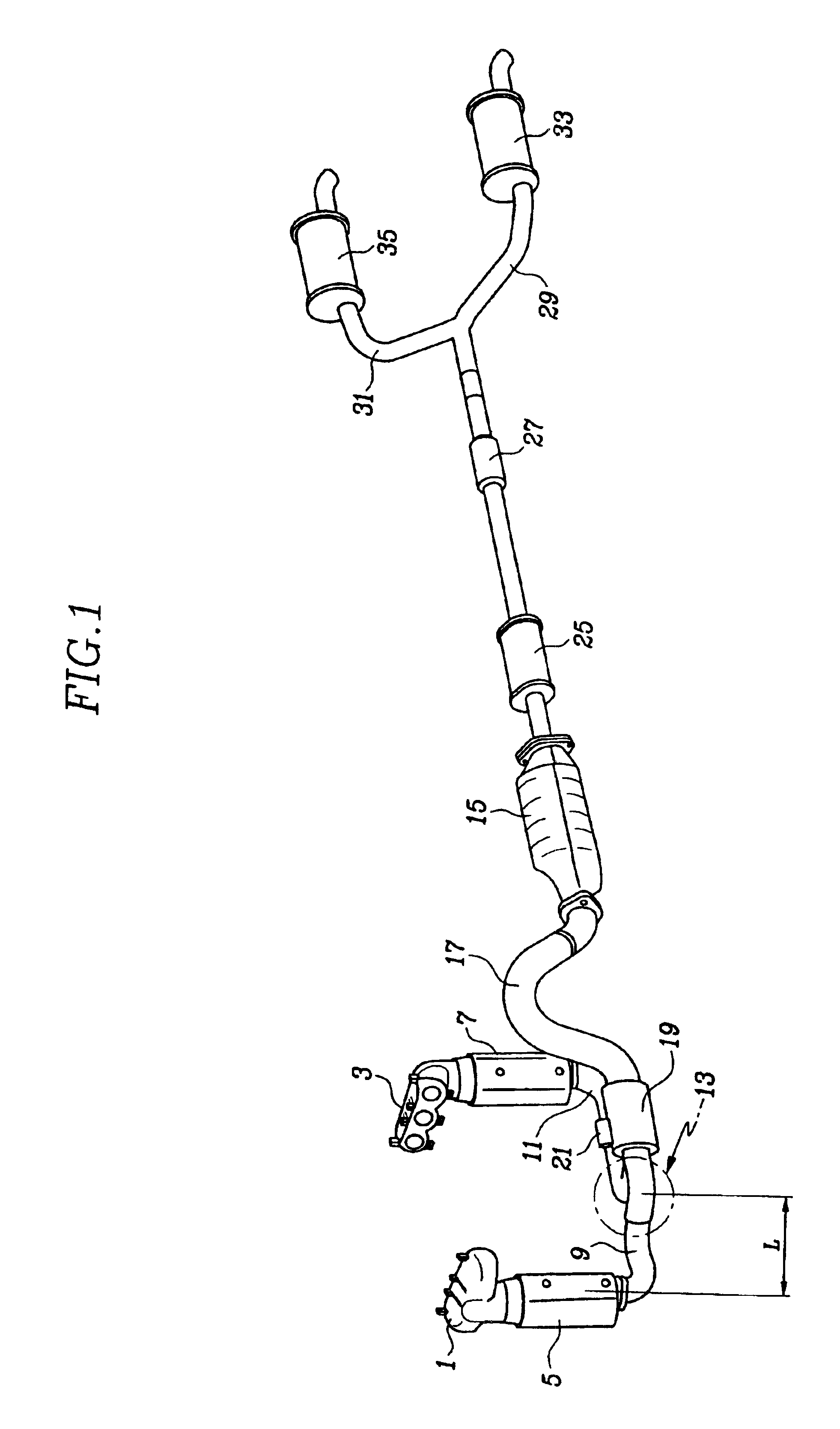 Exhaust system for a V-type engine