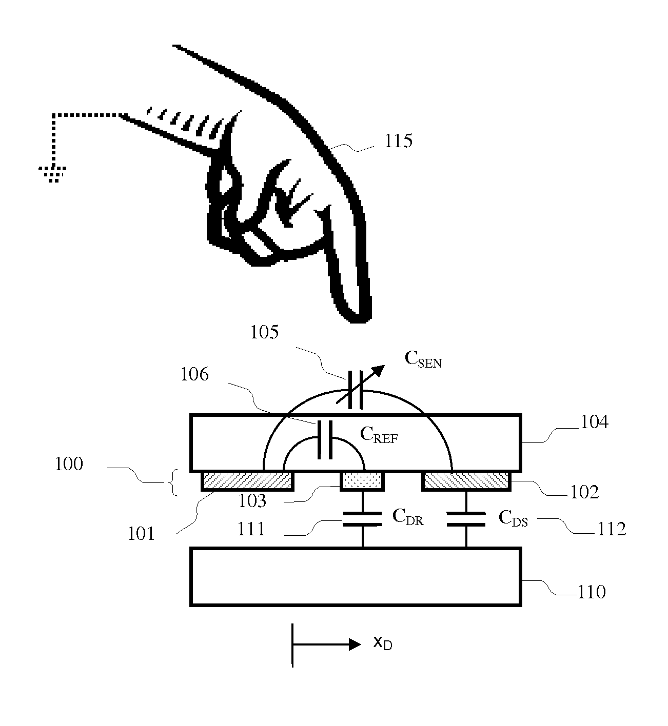 Projected capacitance touch panel with reference and guard electrode