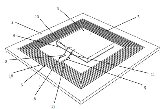 Organic-substrate-based passive radio capacitive humidity sensor packaging structure