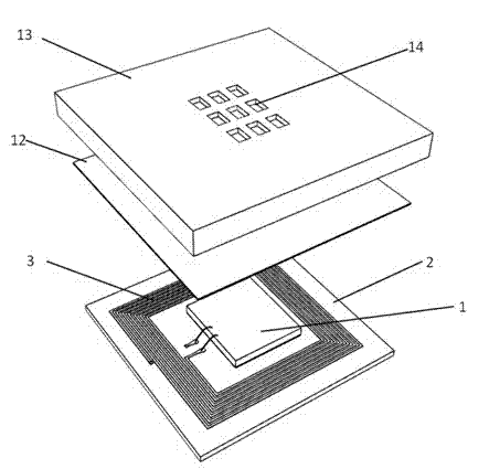 Organic-substrate-based passive radio capacitive humidity sensor packaging structure