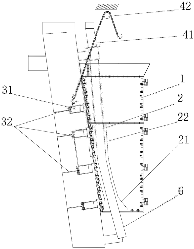 Offshore platform crude oil riser maintenance and replacement device and crude oil riser maintenance and replacement method