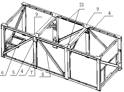 Detachable upright post type steel structure for internal combustion locomotive cooling chamber