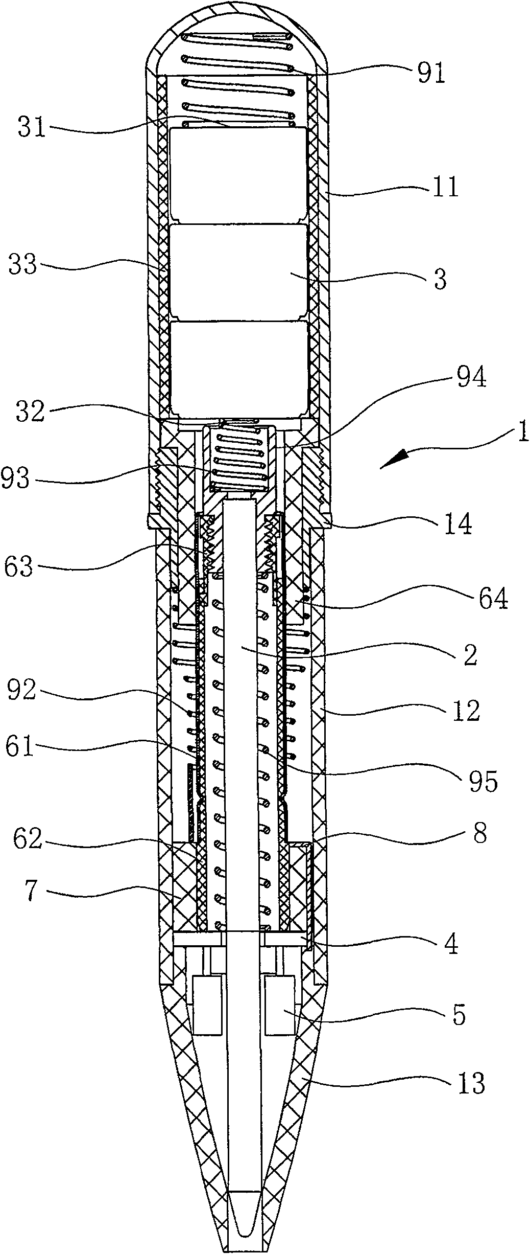 Rotating LED illuminating pen