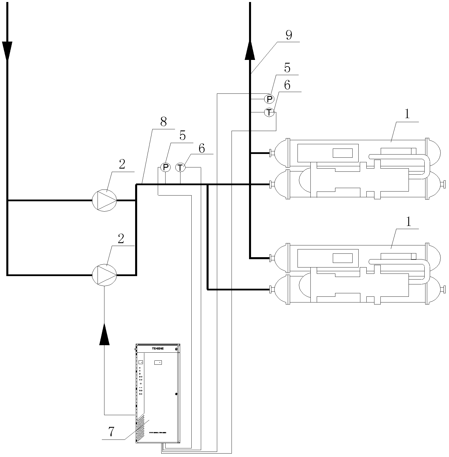 Matching system for pump head flow of central air-conditioning water system and resistance flow of air-conditioning pipeline system
