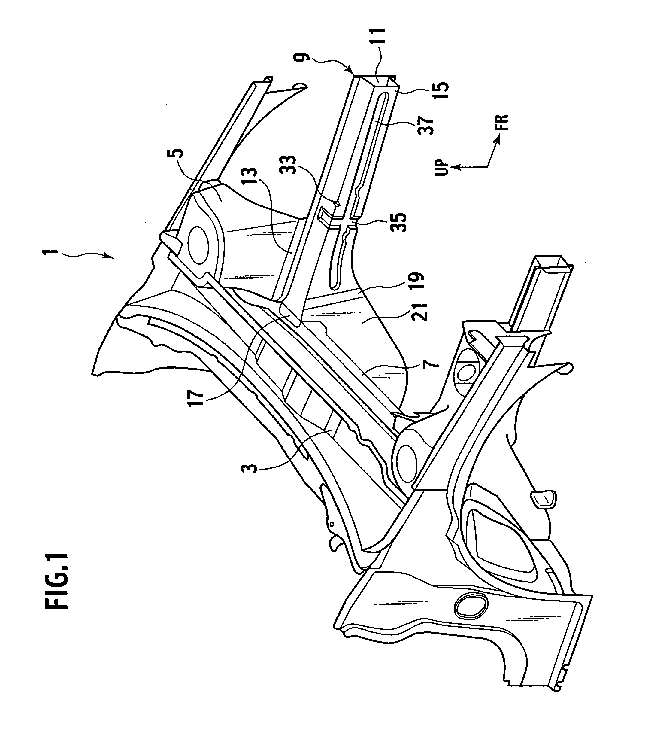Impact energy absorbing structure of vehicle frame member
