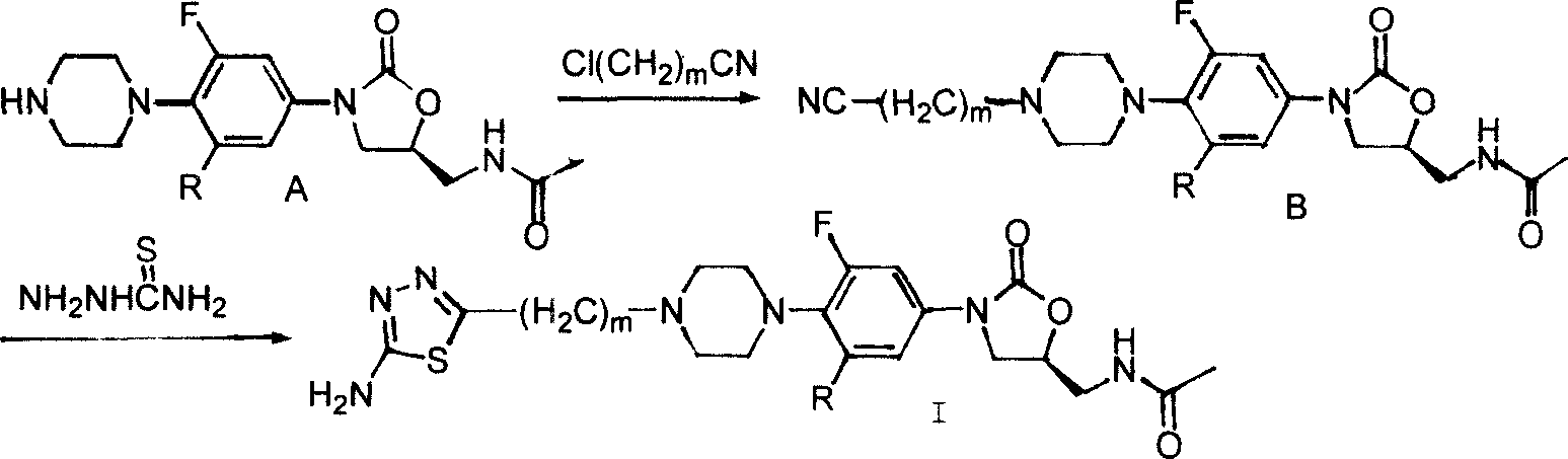 Oxazolidinone compound containing thiadiazoles groups and preparation method thereof