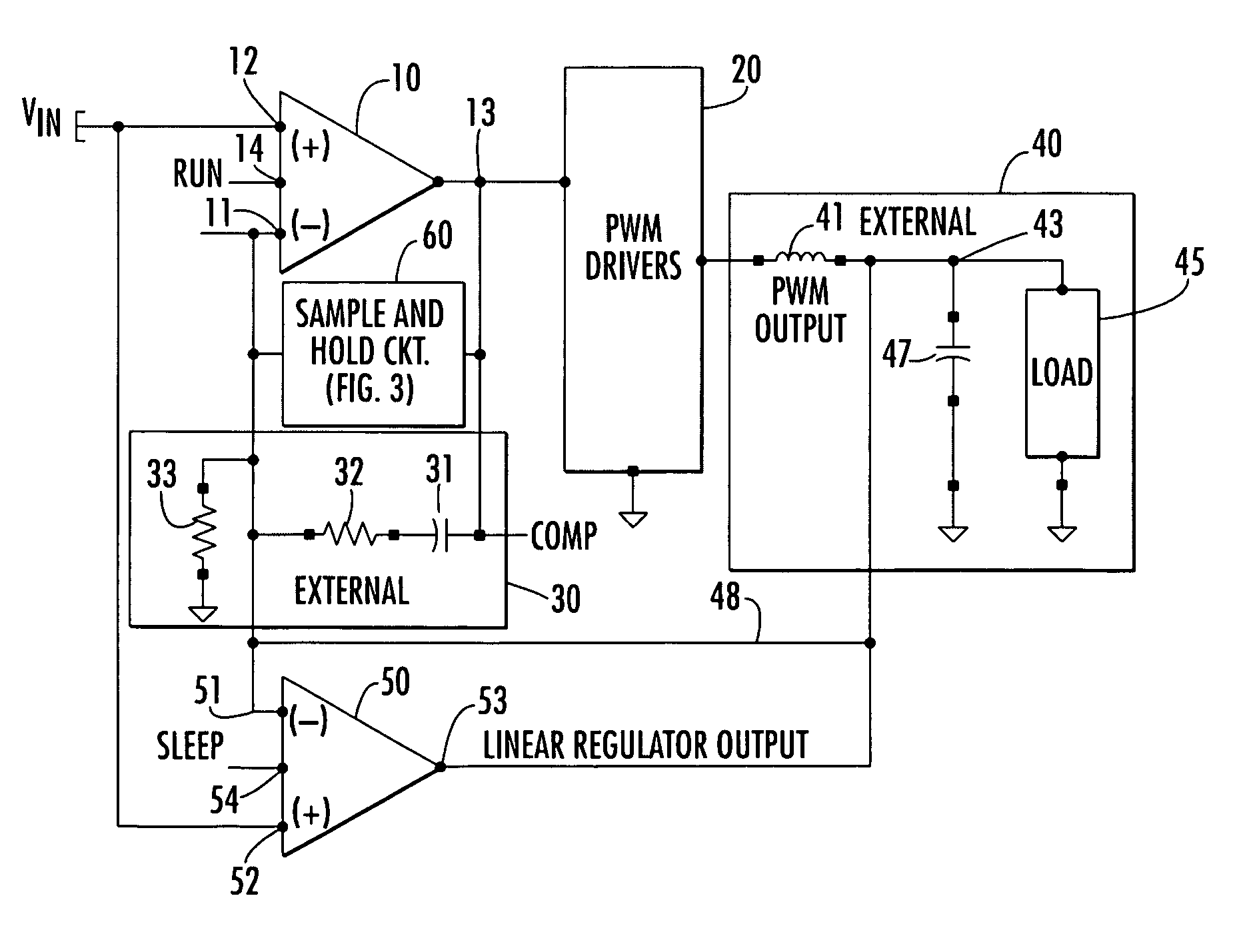Compensation sample and hold for voltage regulator amplifier