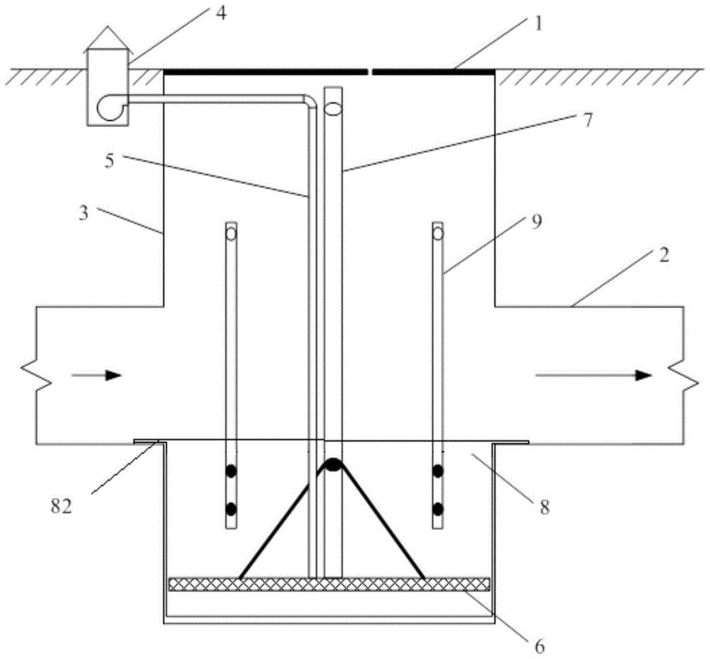 An inspection well aeration sand settling device