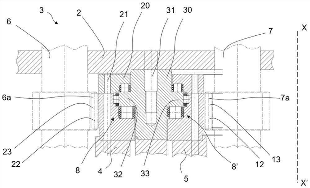 Rolling bearing comprising three concentric rings