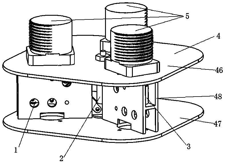 Three-phase circuit breaker and its operating mechanism with finished products of each phase