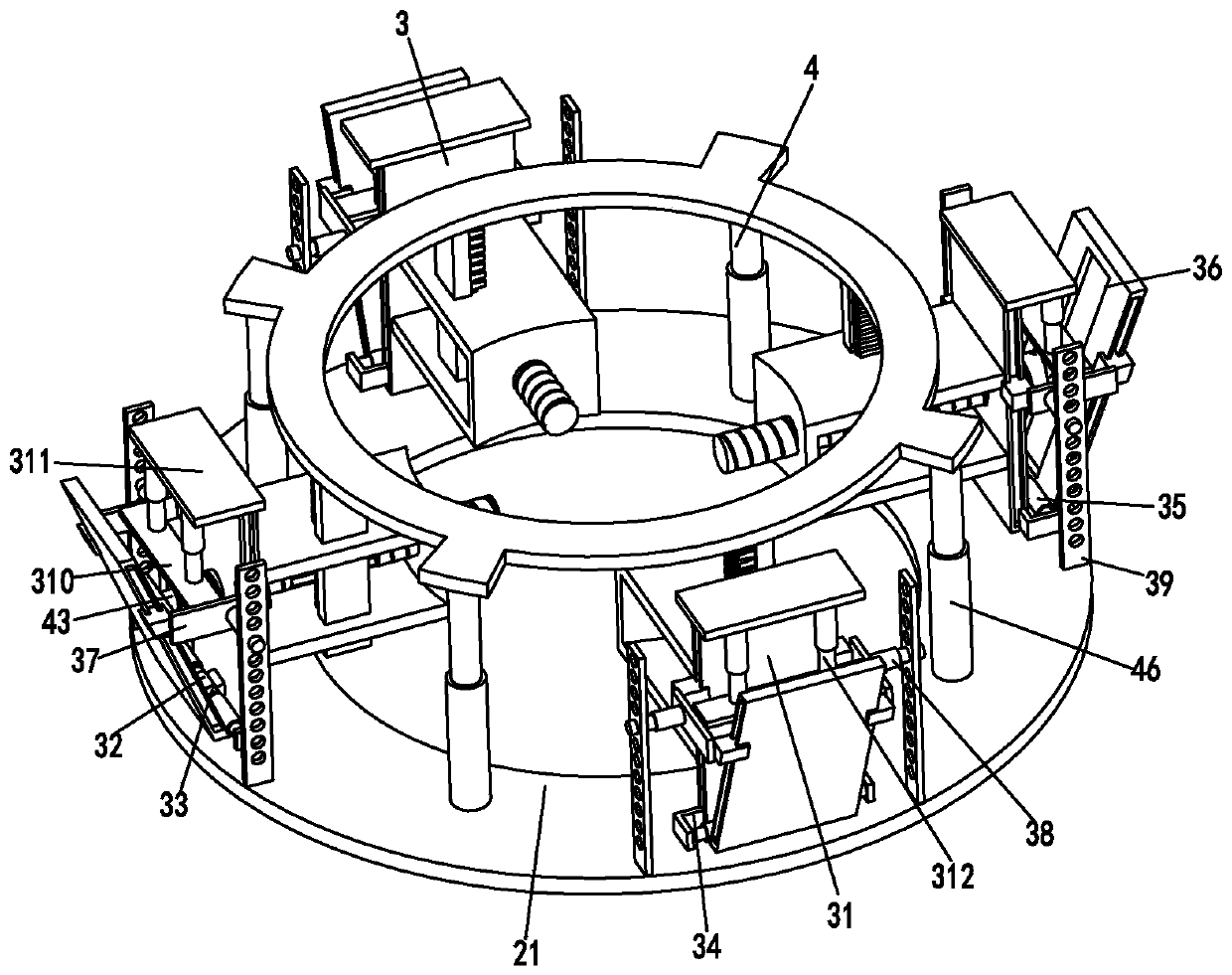 A wireless communication base station and an automatic adjustment construction method of the base station