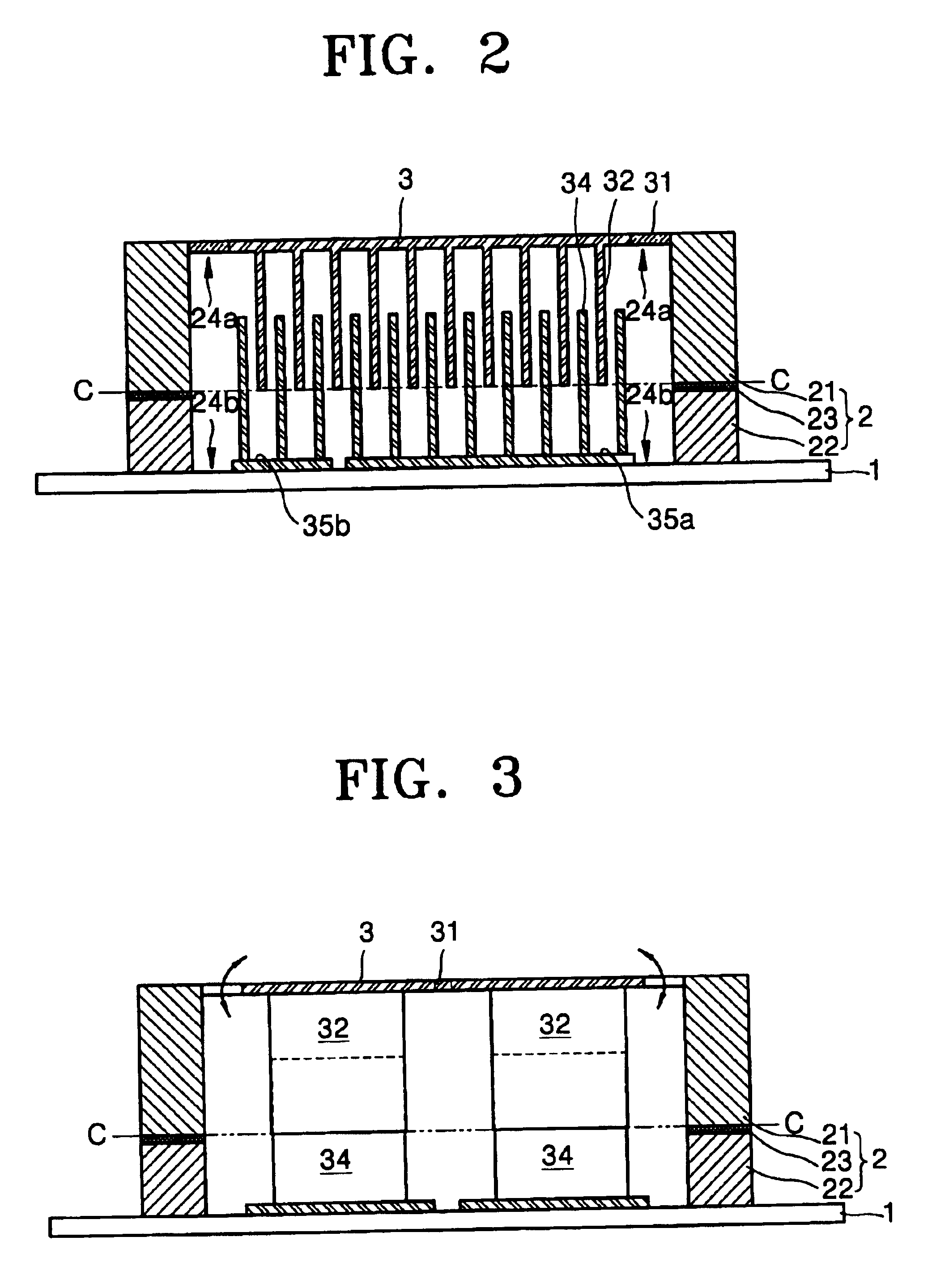 Micro-actuator with interdigitated combs perpendicular to a base