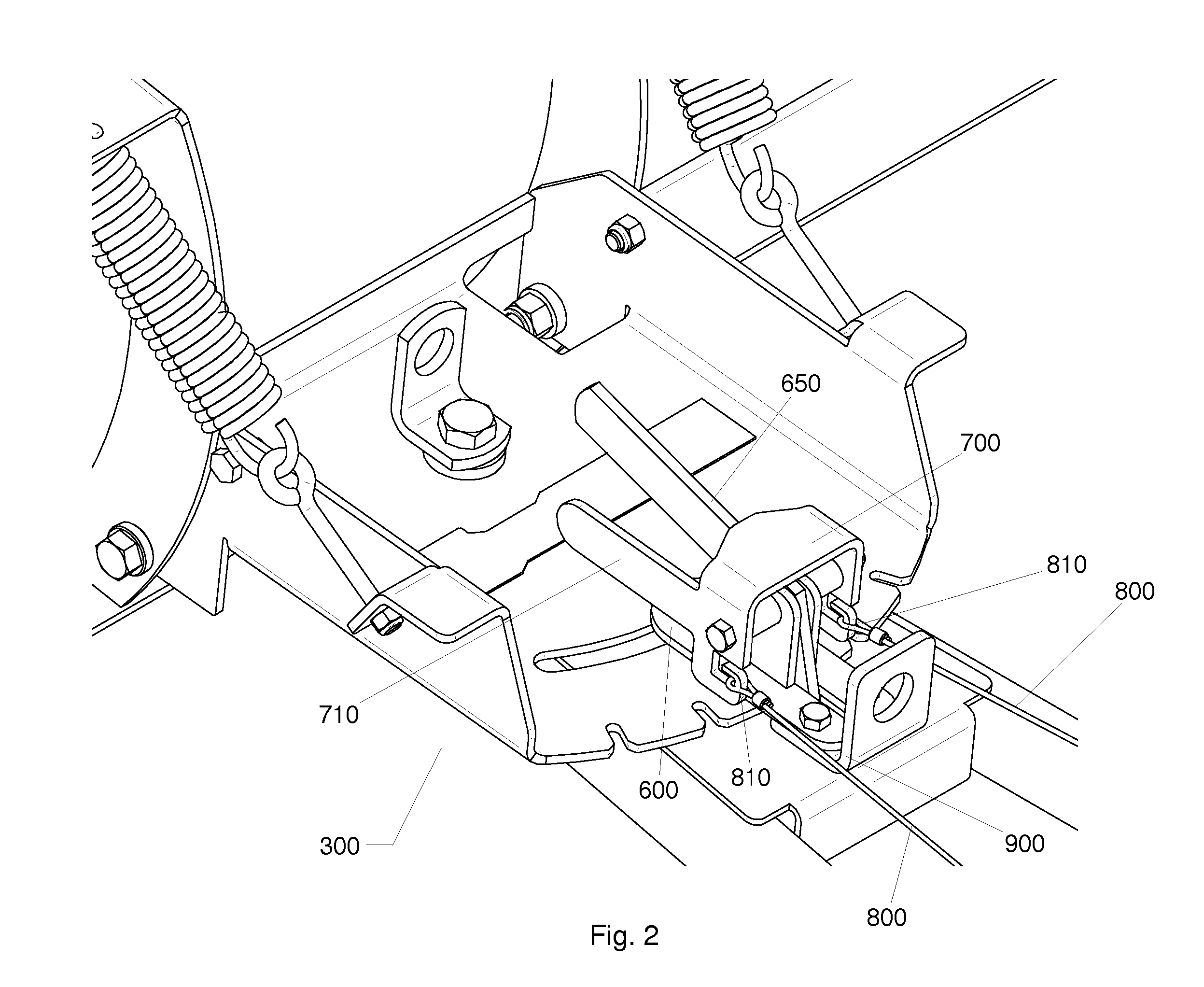 ATV plow support frame assembly with quick locking system and method for installing same
