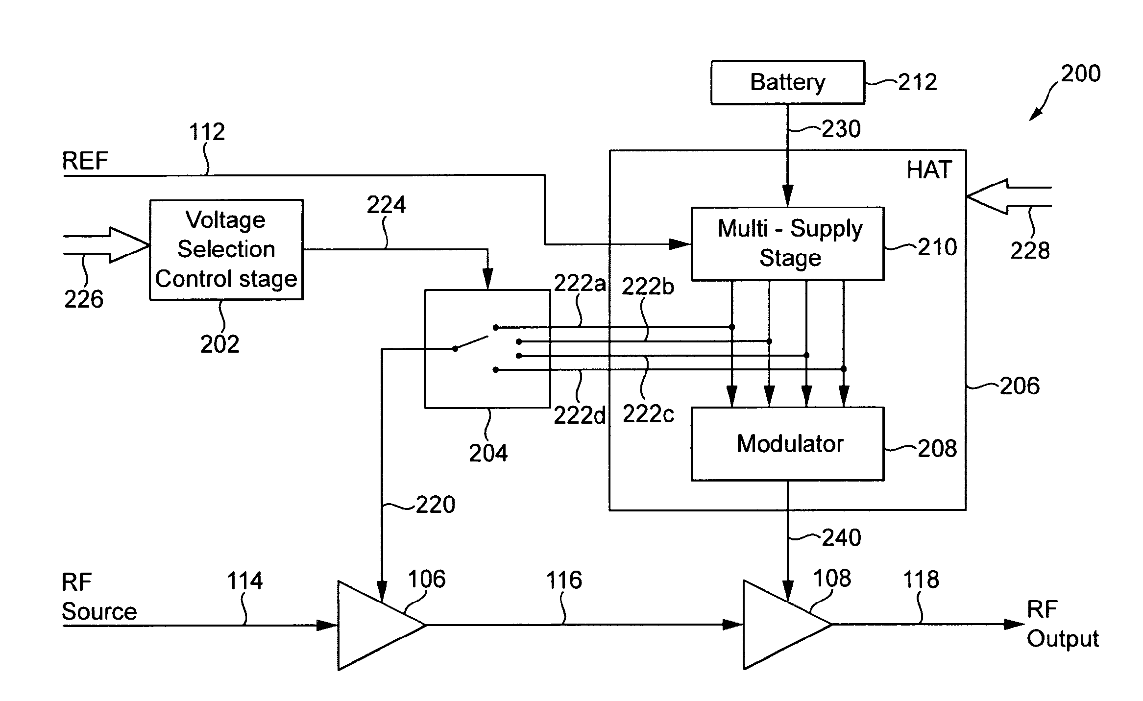Power supply arrangement for multi-stage amplifier