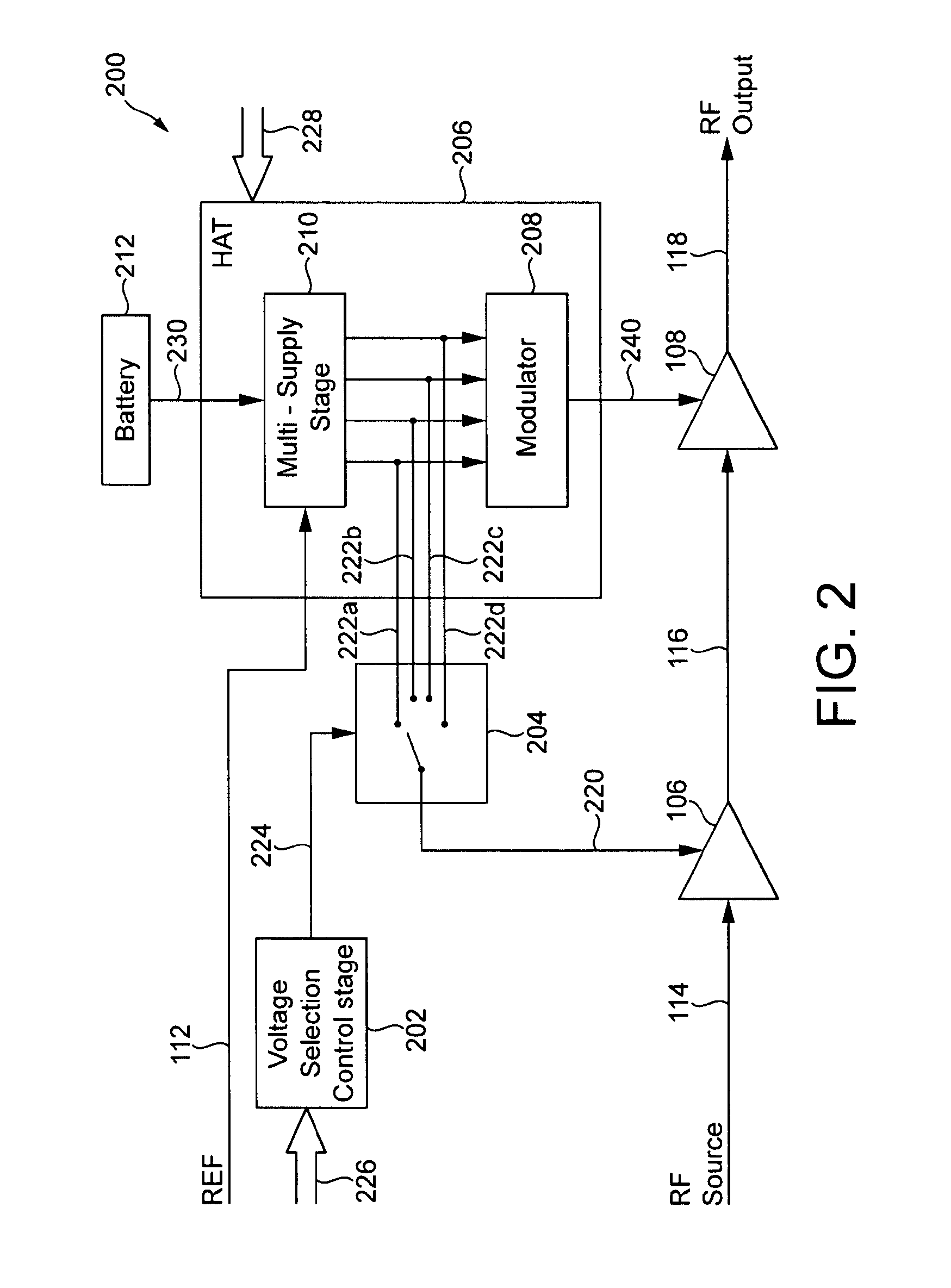 Power supply arrangement for multi-stage amplifier