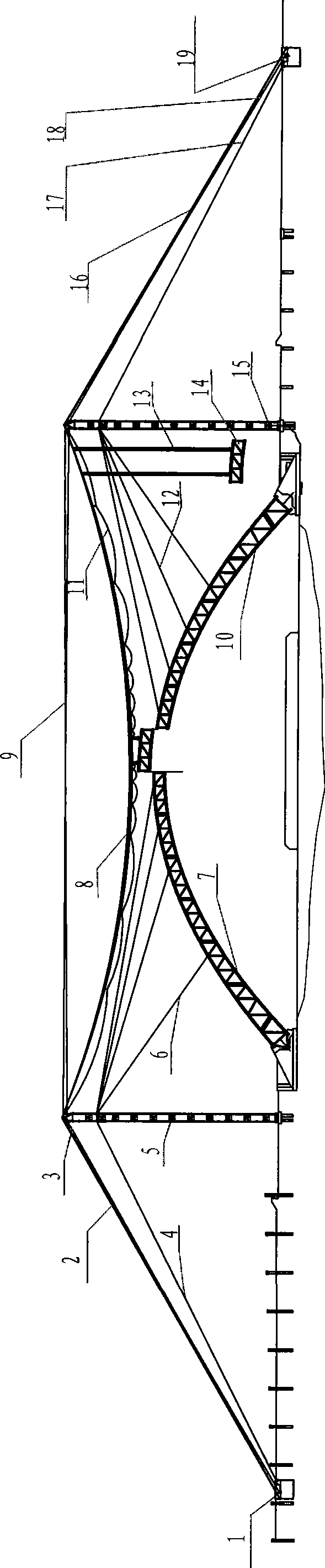 Non-stand construction method for large bridge arch rib