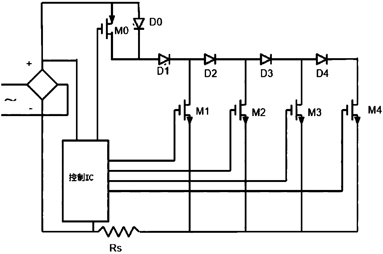 A low frequency flicker AC led circuit