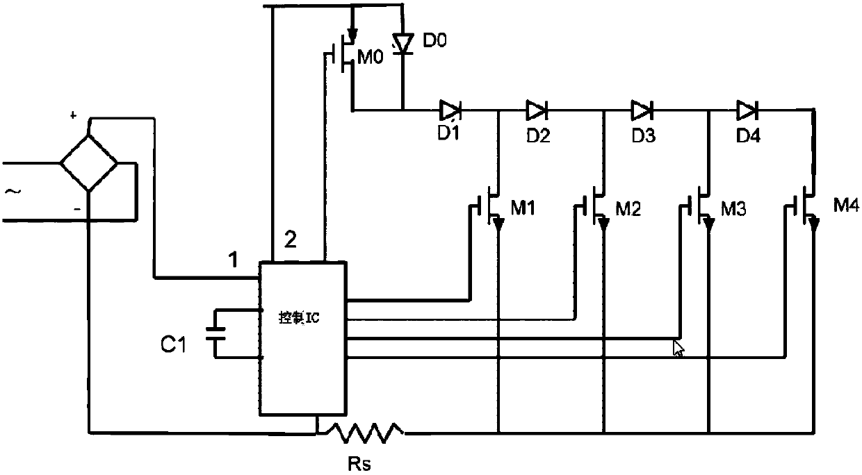 A low frequency flicker AC led circuit