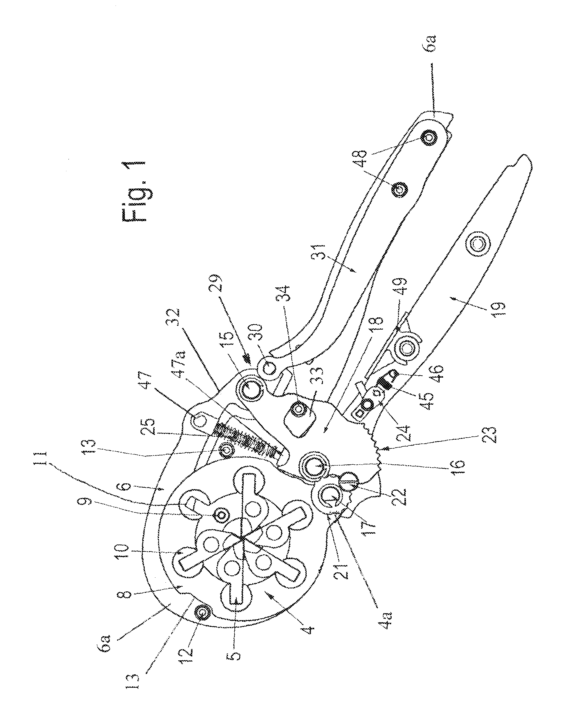 Crimping tool for wire end ferrules