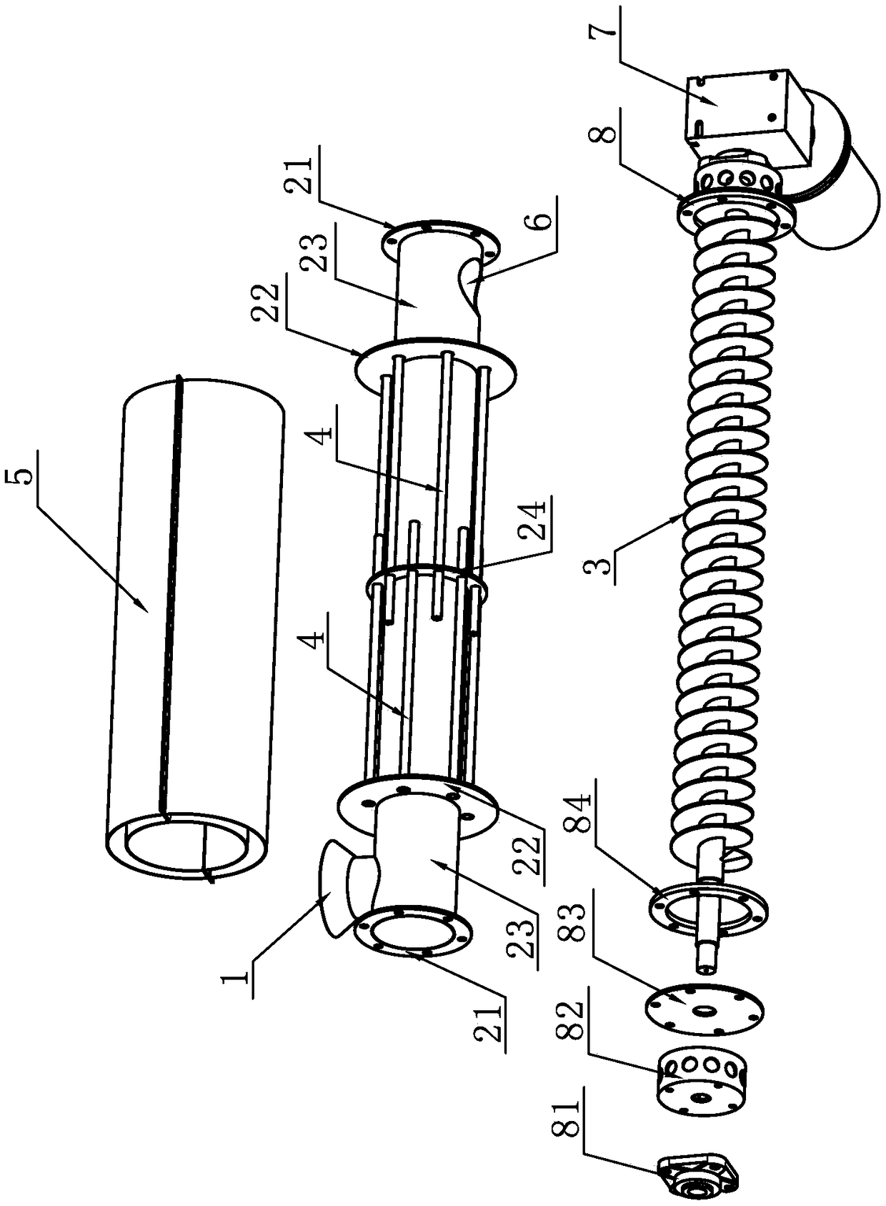 Kitchen waste separation and solid matter drying and sterilization device