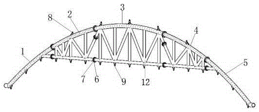 Arch-shaped hoisting jig for ultralong profiled metal roof board