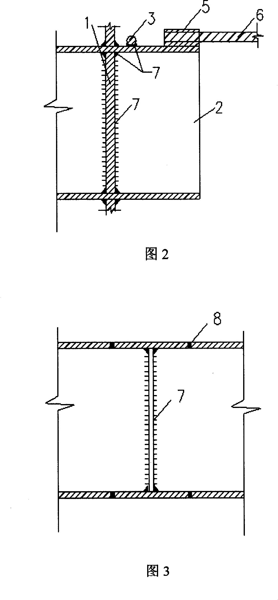 Node of steel tube concrete pole and steel reinforced concrete beam and processing method thereof