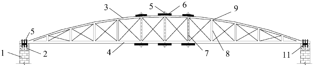 On-site prefabrication and installation construction method of long-span prestressed arch slab