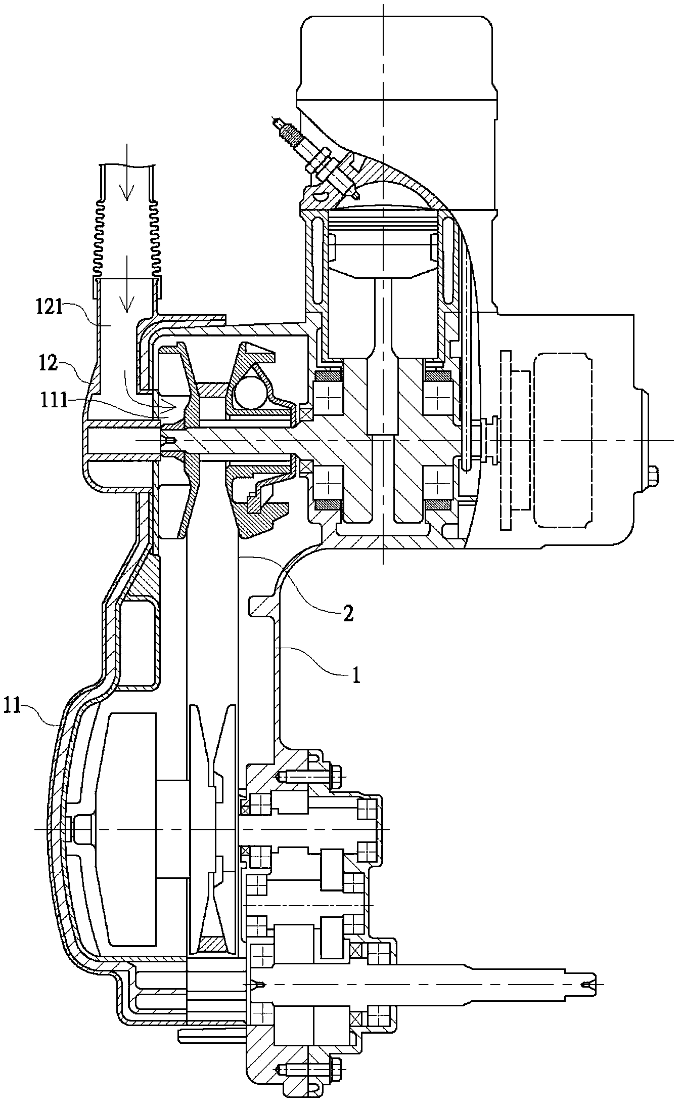 Air deflecting structure for cooling air of vehicle transmission case