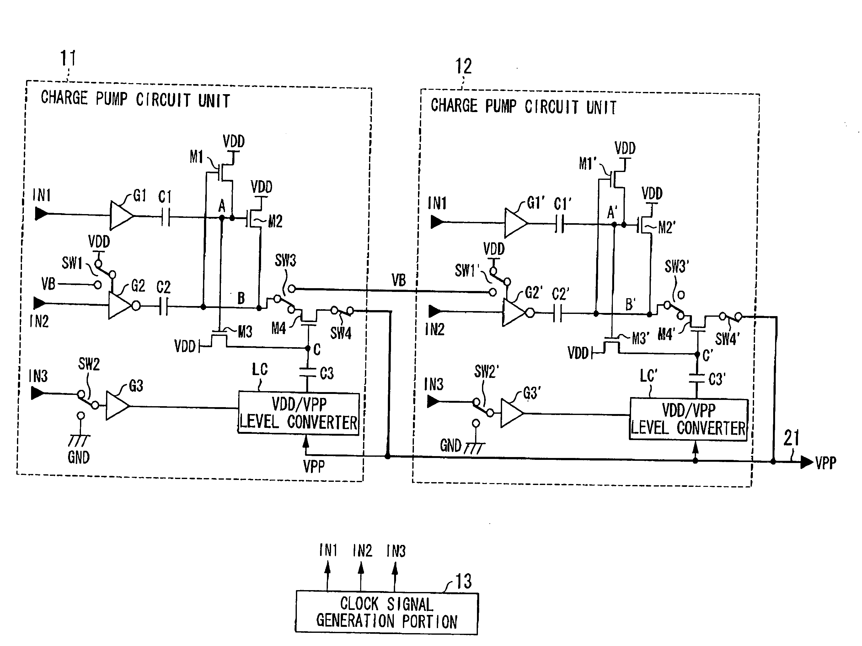 Boosting charge pump circuit