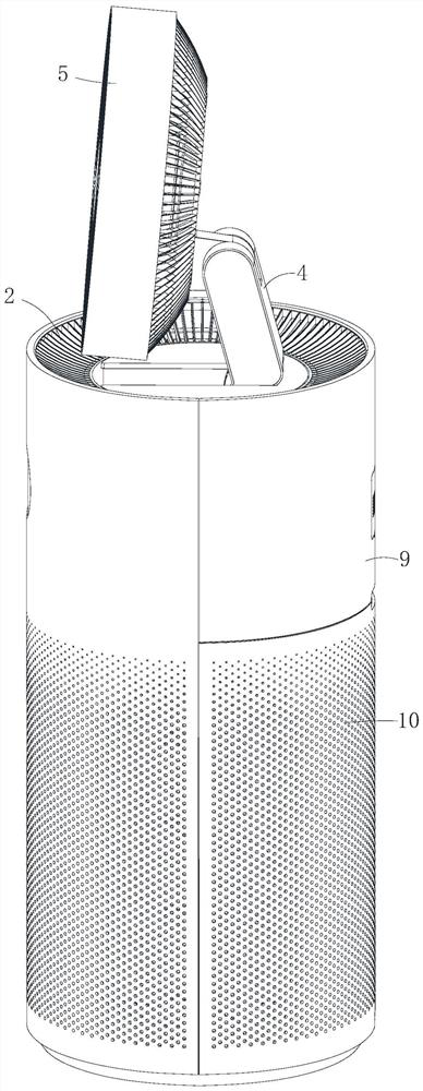 Fan with head oscillating and raising functions and air purifier using fan