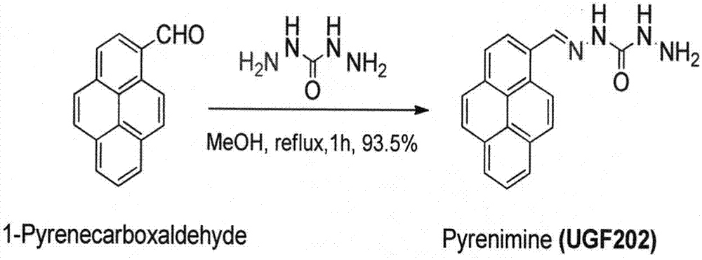 Synthesis of 1-pyrenyl-carbohydrazide and application of 1-pyrenyl-carbohydrazide in specific detection of glycoprotein