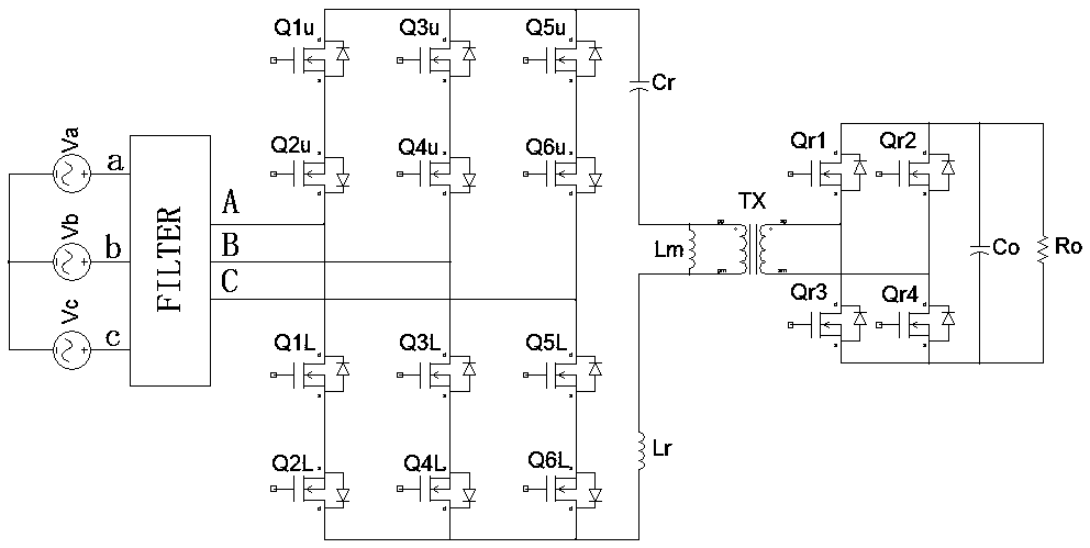 A three-phase isolated ac-dc converter