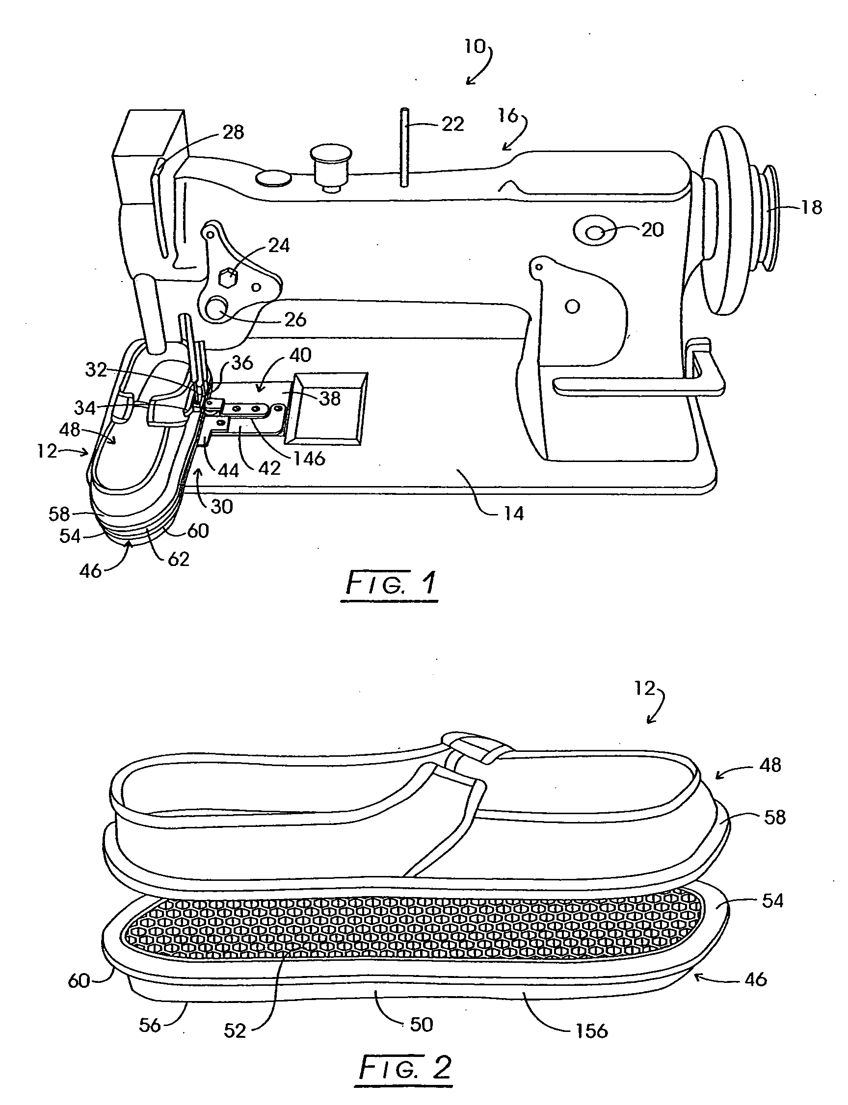 Elastomeric sole for use with converted flatbed sewing machine