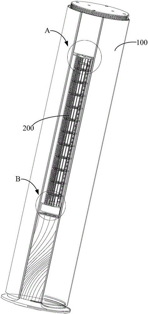 Air guide device, cabinet air conditioner and air supply method of cabinet air conditioner