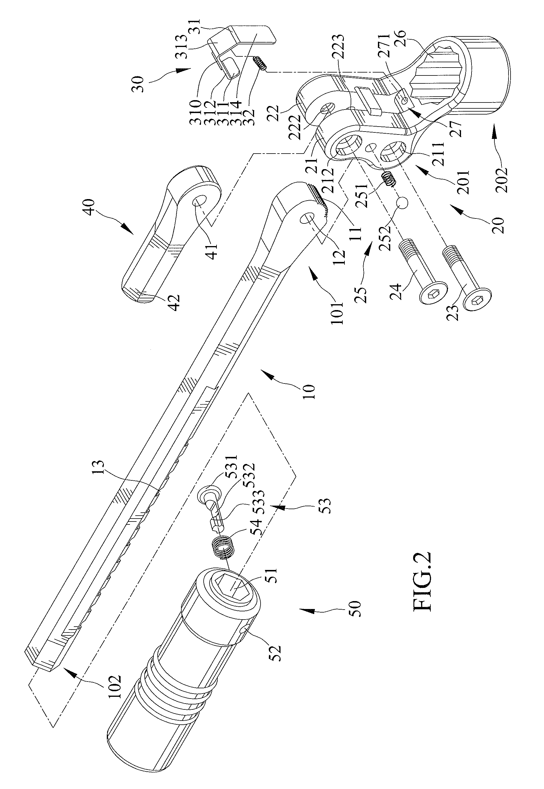 Tool with working heads and positioning unit