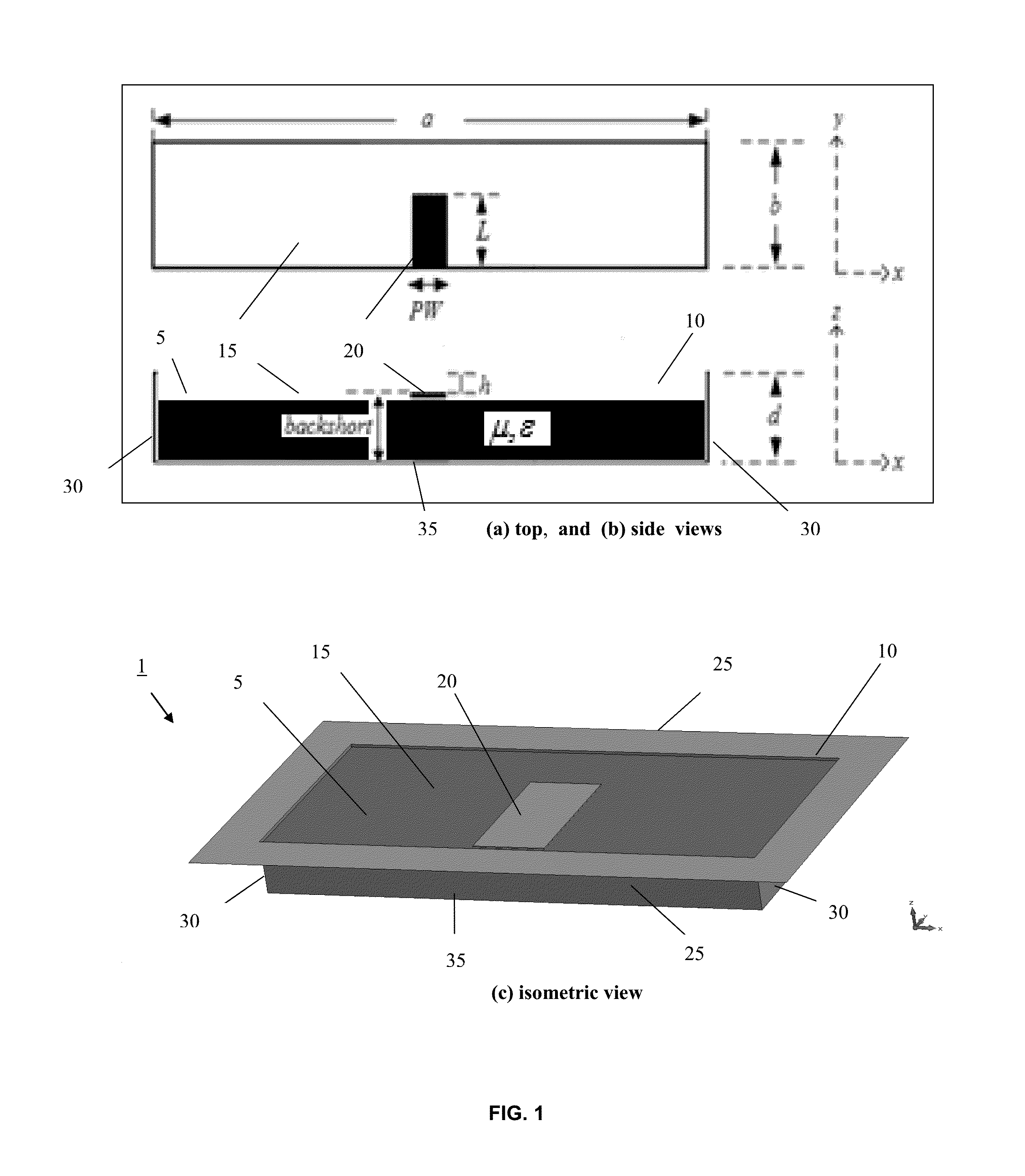 Low-profile cavity broadband antennas having an anisotropic transverse resonance condition