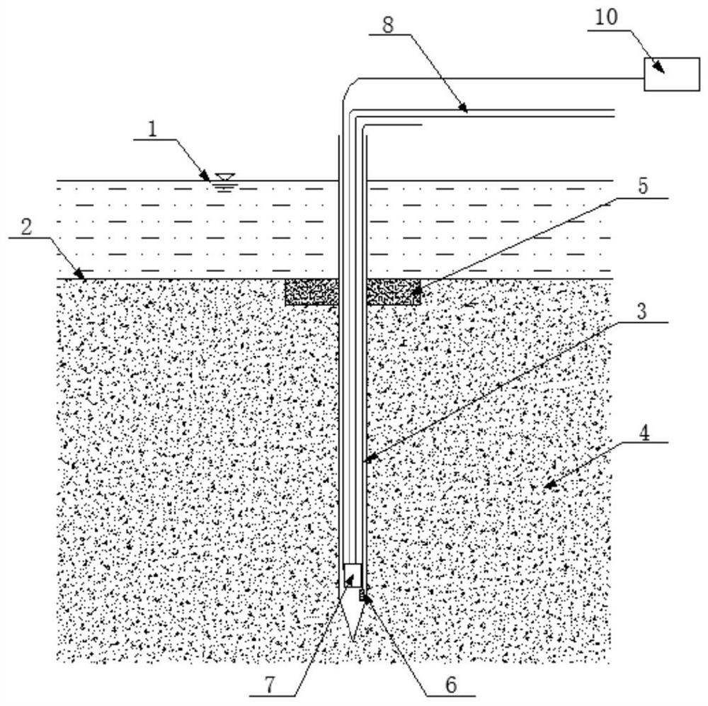 Construction method for underwater well point dewatering reinforcement pile forming