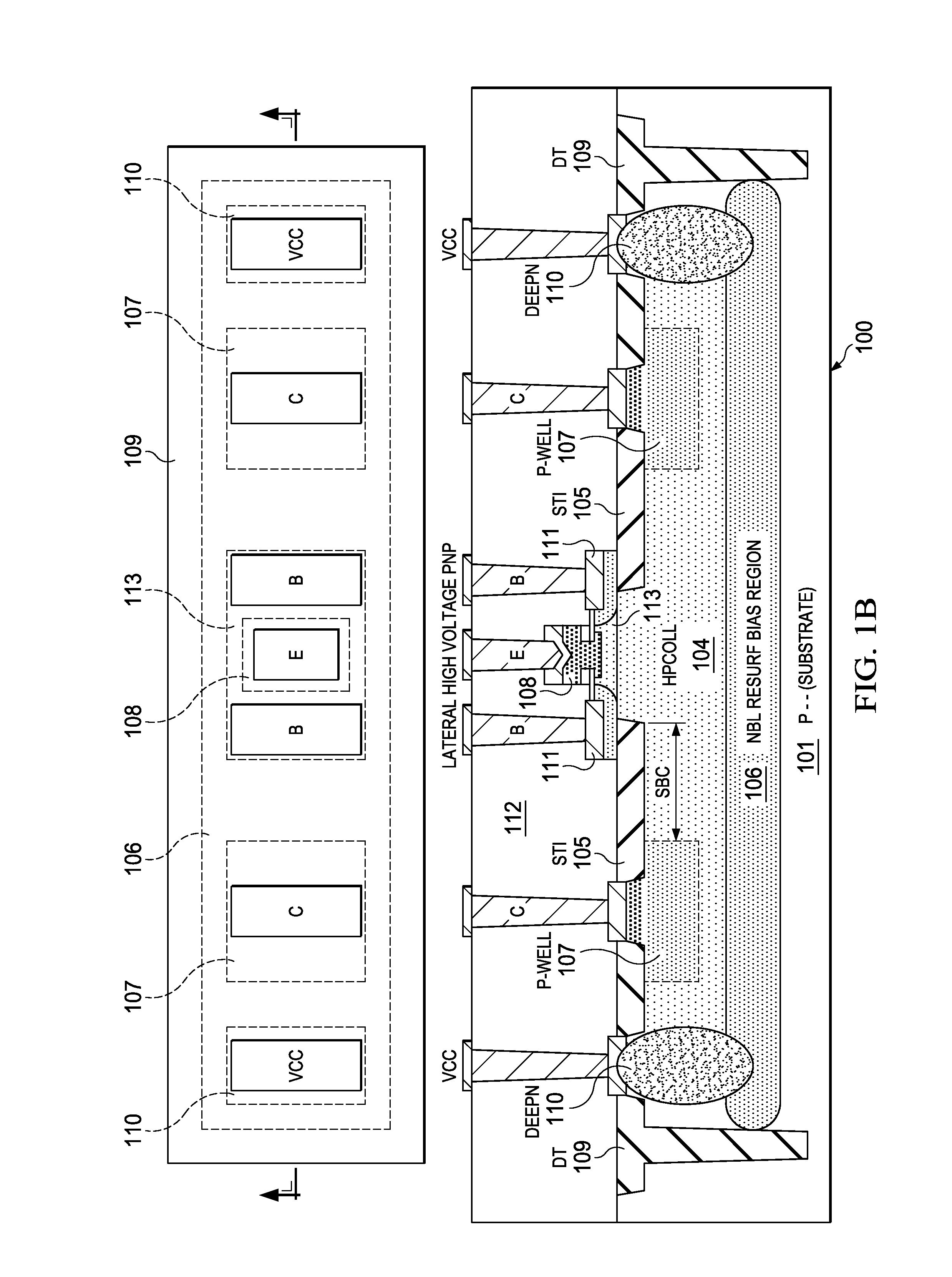 Method for creating the high voltage complementary bjt with lateral collector on bulk substrate with resurf effect