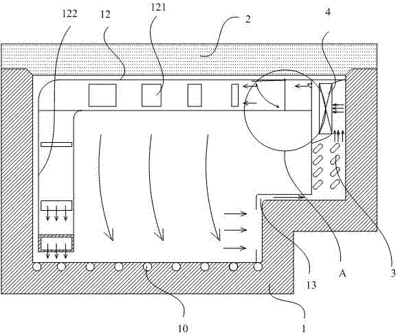 Horizontal type air cooling refrigerator