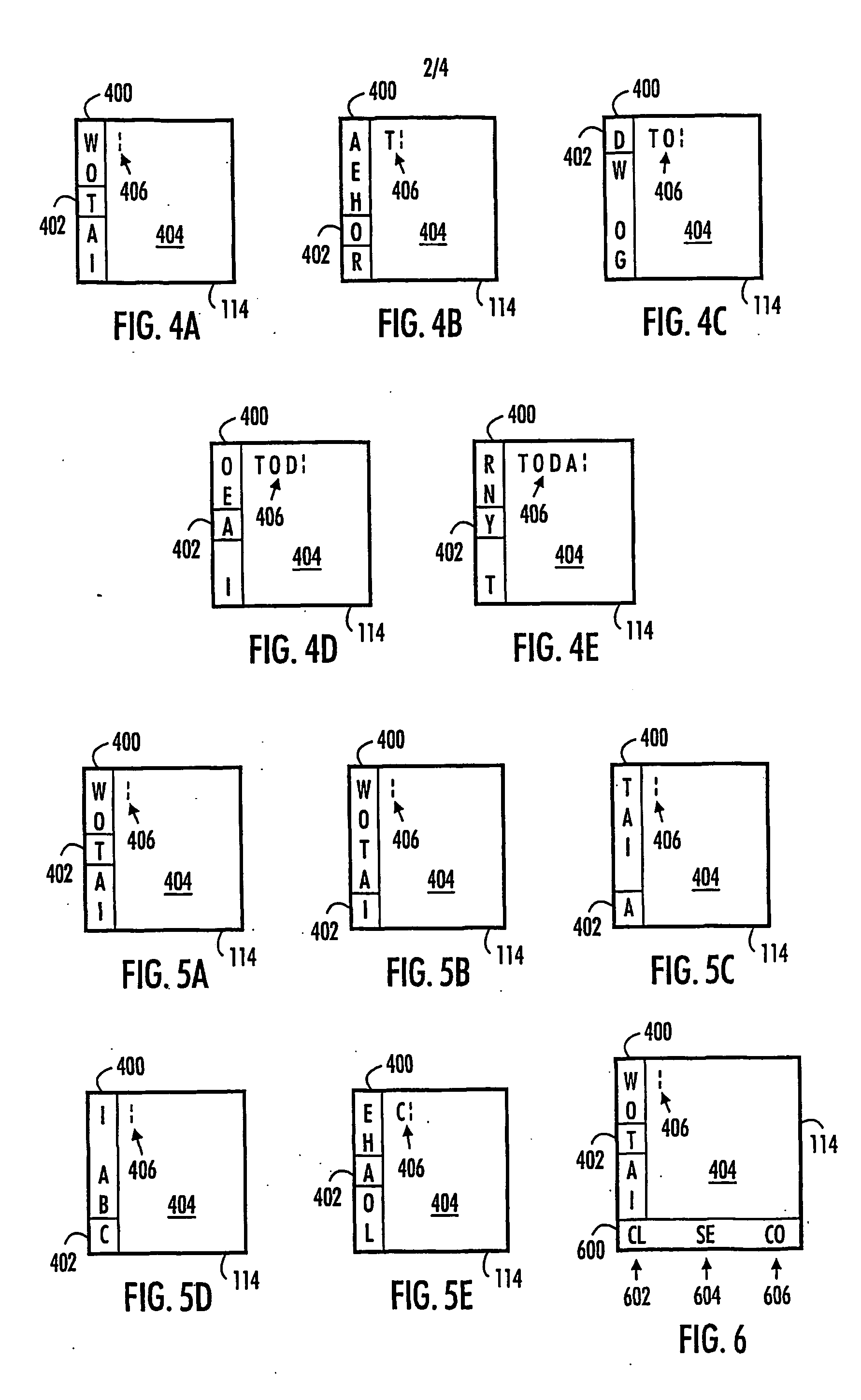 Method and user interface for entering text