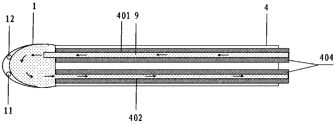 Radiofrequency heating probe device and radiofrequency ablation device