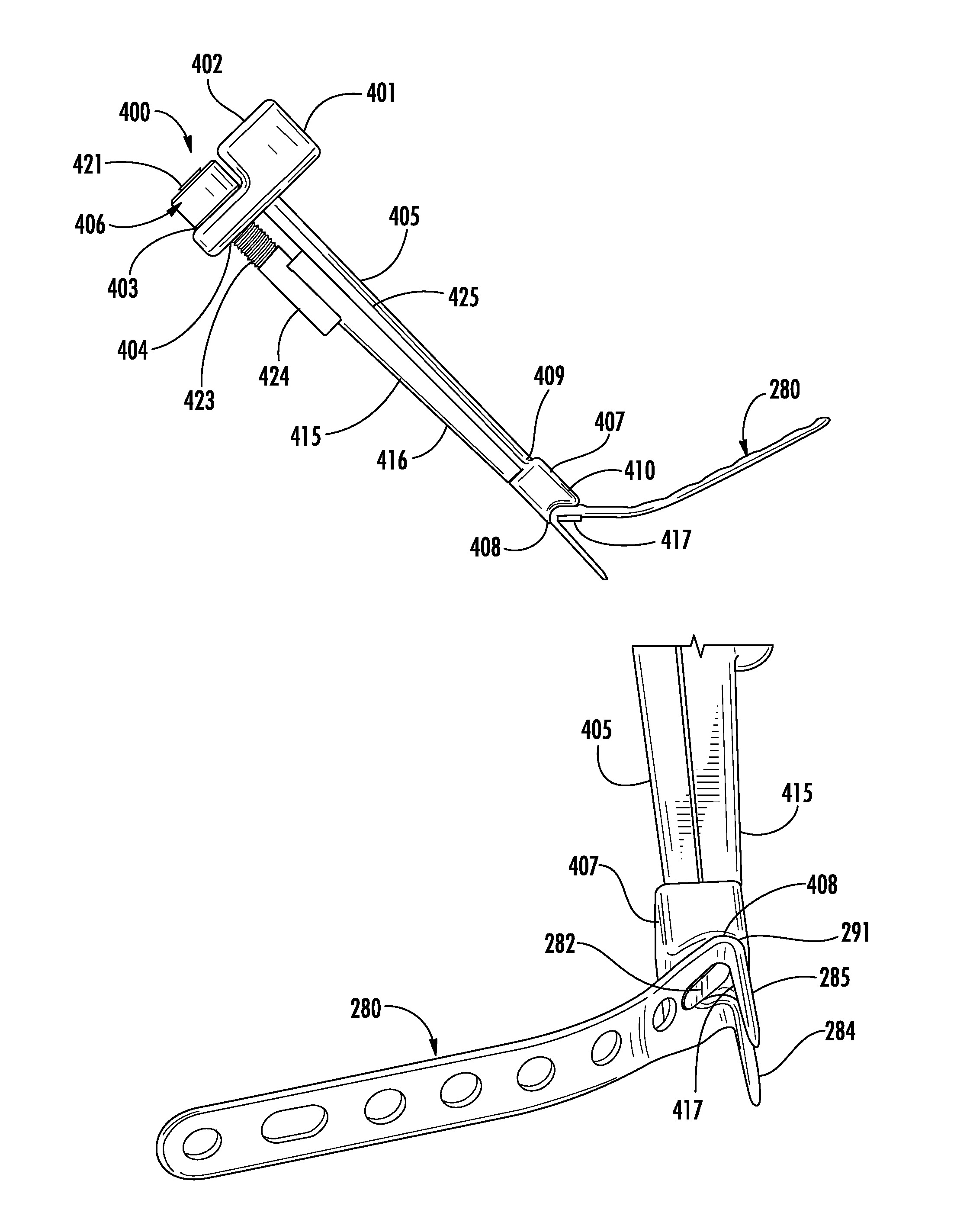 Holder/impactor for contoured bone plate for fracture fixation