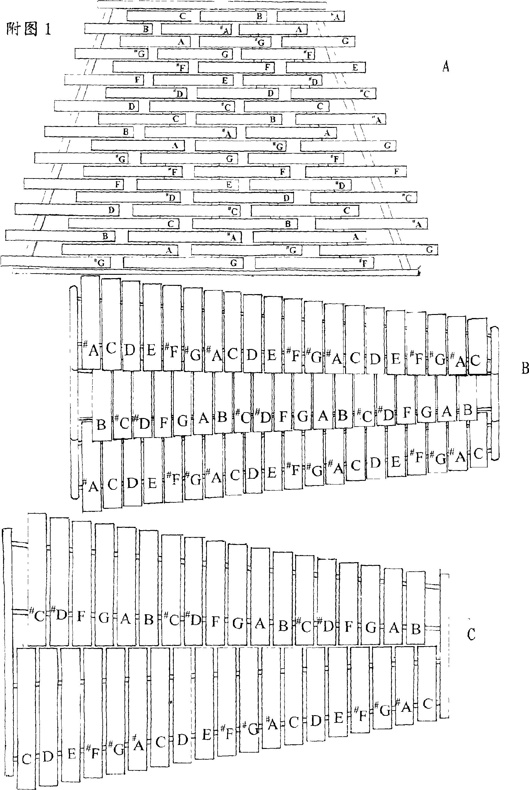 Interesting phoneme relation and interesting large xylophone, interesting accordion, interesting electronic organ, interesting piano